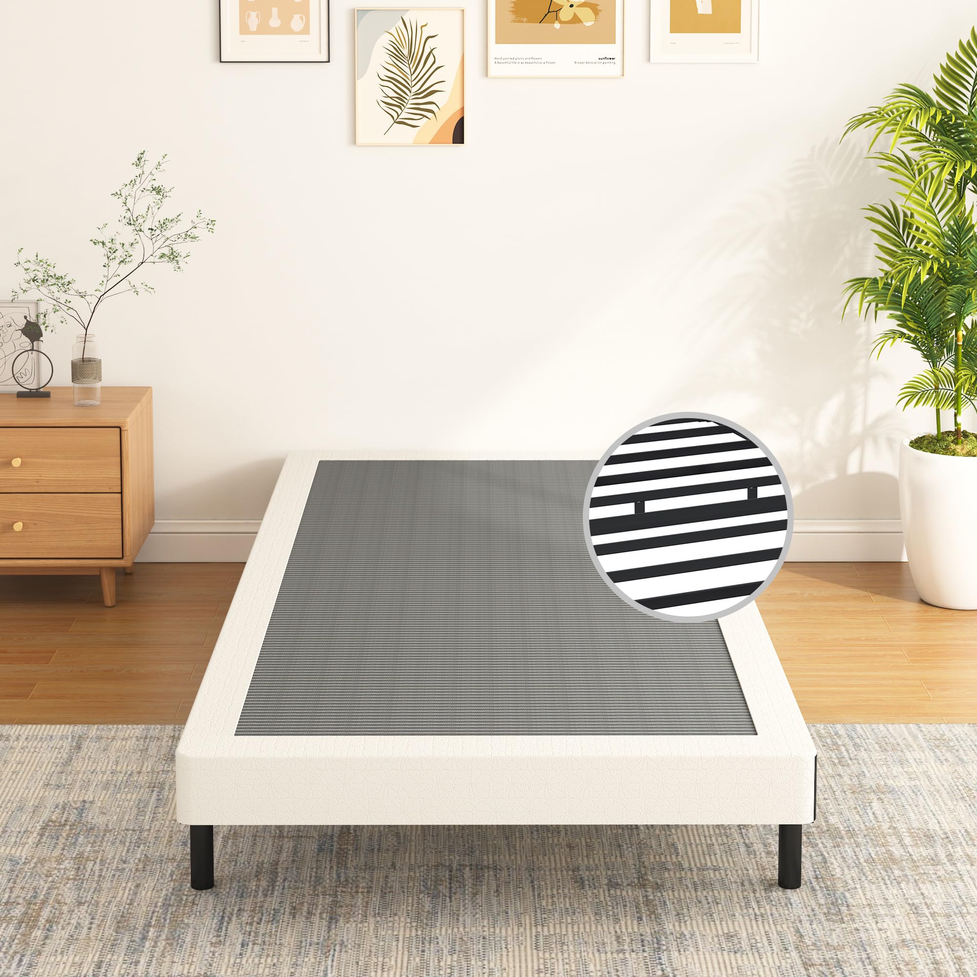 Vaciwe Box Springs Twin Xl 6 Inch, 1500Lbs Heavy Duty Metal Frame Mattress Foundation, Non-Slip/No Noise/Easy Assembly/Easy Clea